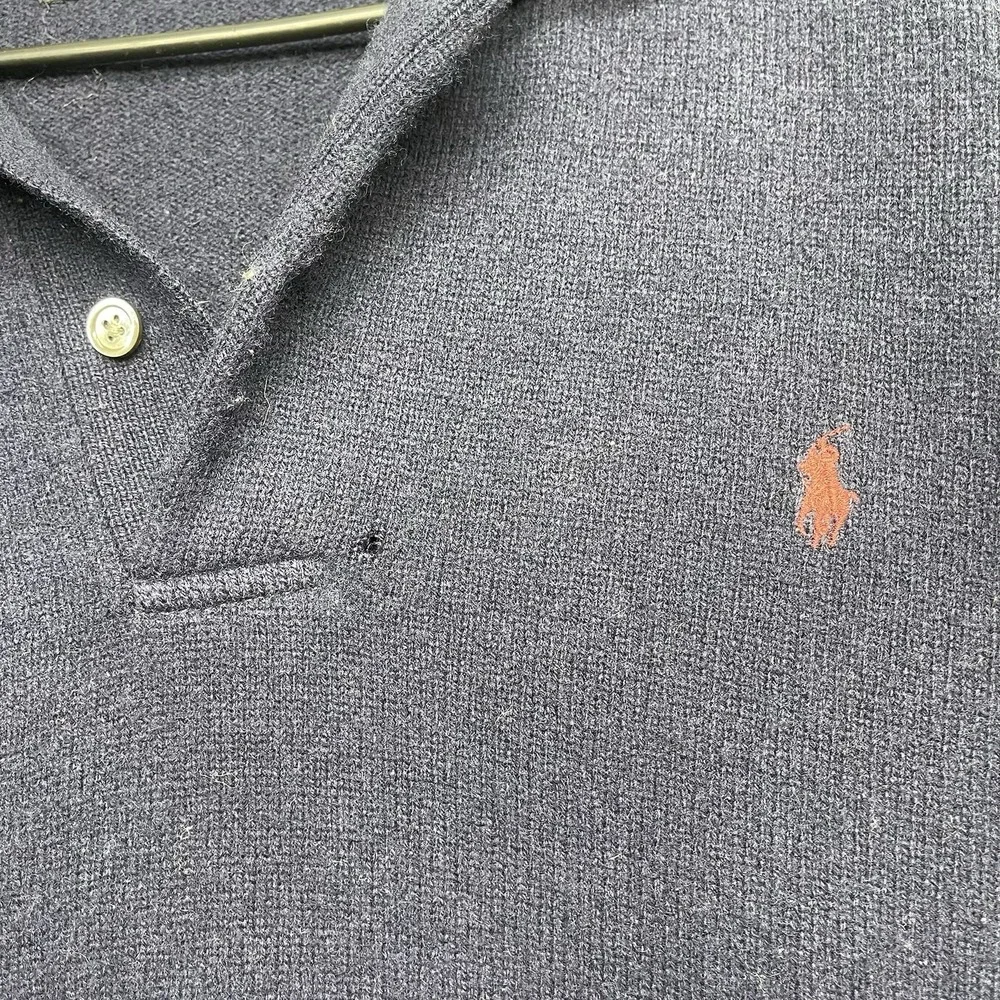 Polo by Ralph Lauren Lambswool Sweater Mens Large Blue Henley Button Dress